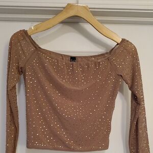 Elegant Brown Long Sleeve Top
